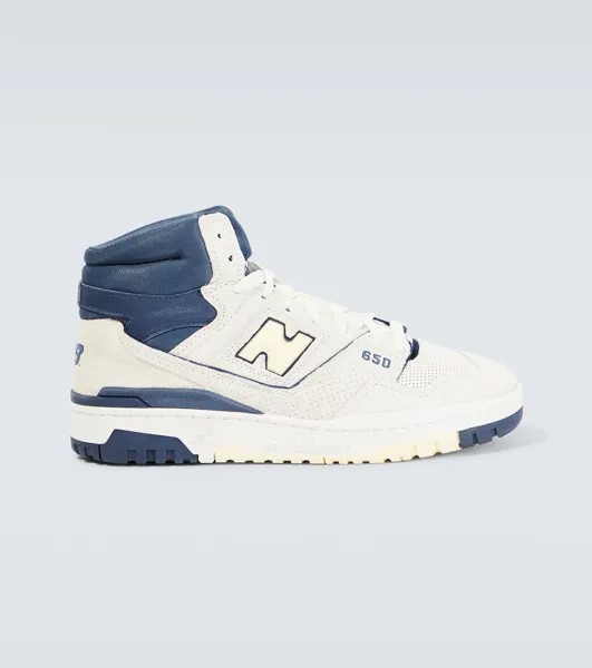 Кожаные высокие кеды 650р New Balance, белый