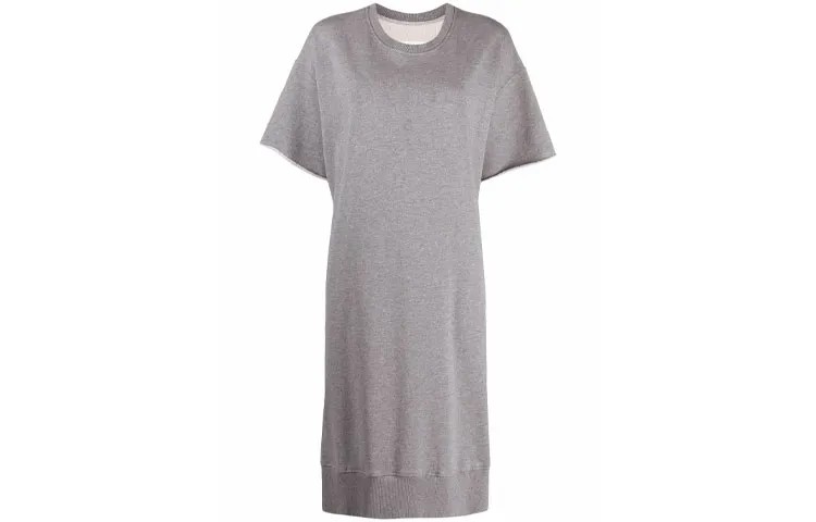 Платье с короткими рукавами женское серое Mm6 Maison Margiela