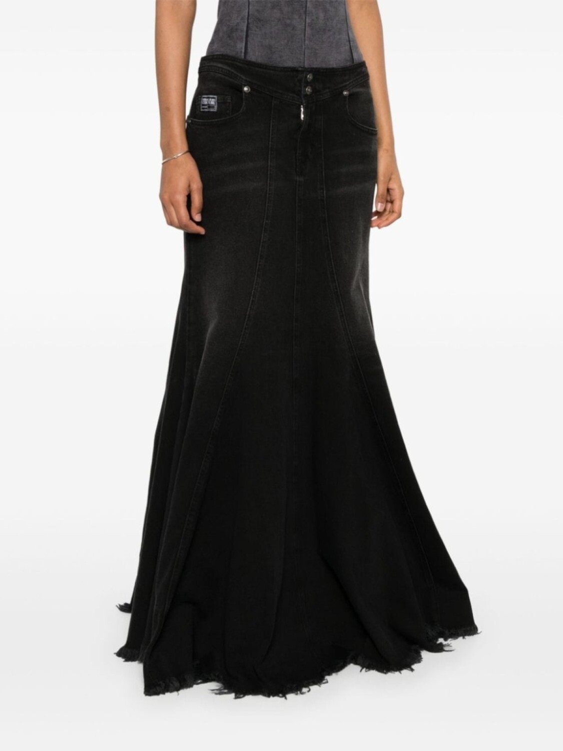 Versace Jeans Couture джинсовая юбка миди, черный