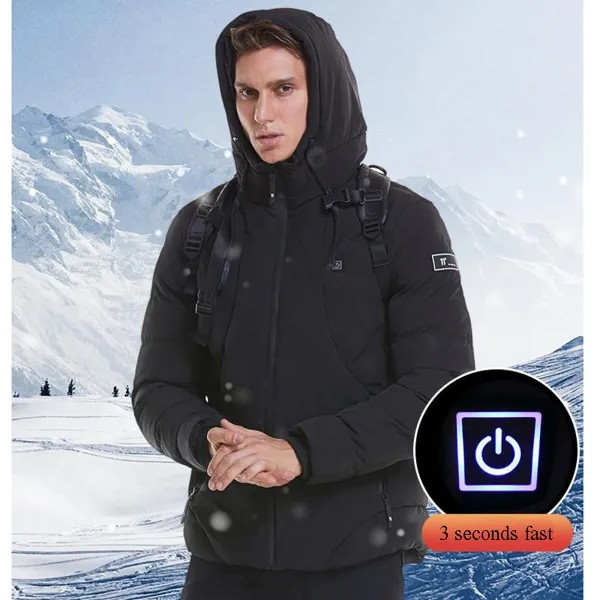 Мужская зимняя уличная умная Рабочая куртка с капюшоном и USB, теплое пальто с регулируемым температурным контролем, защитная одежда DYR003