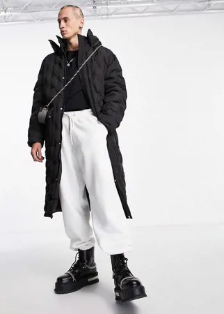 Черное удлиненное дутое пальто ASOS DESIGN-Черный цвет
