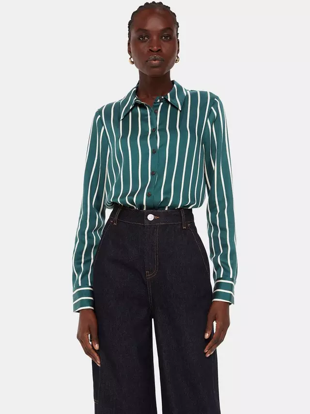 Рубашка Whistles Petite Alex Stripe, цвет green/multi