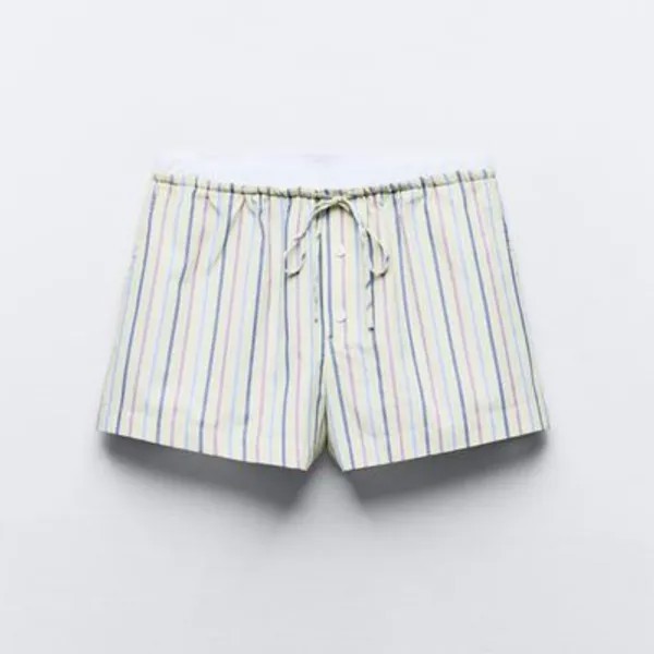 Шорты Zara Striped, светло-зеленый