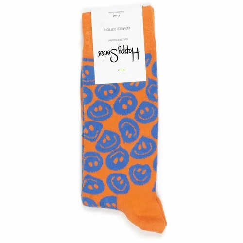 Носки Happy Socks Мужские носки с рисунками Happy Socks, размер 41-46, оранжевый, синий