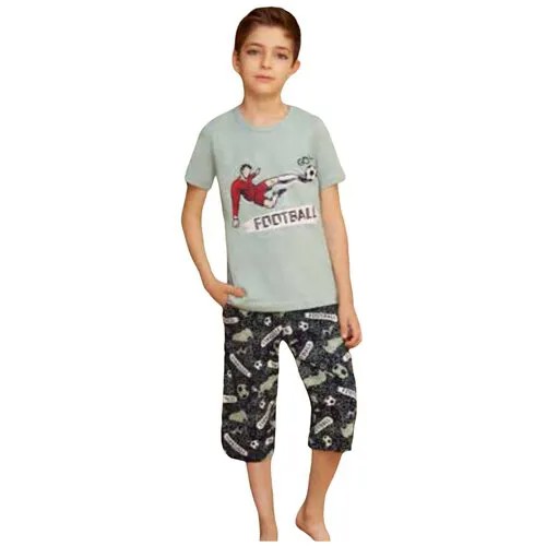 Пижама детская для мальчиков, размер 10 / Спортивный костюм для мальчика / Комплект шорты и футболка для мальчика Российский размер: 146