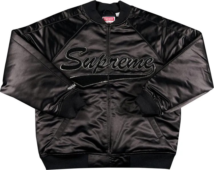 Куртка Supreme x Mitchell & Ness Sequin Logo Varsity Jacket 'Black', черный