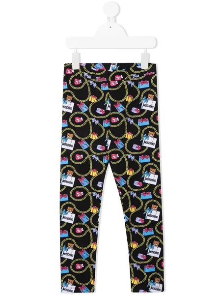Moschino Kids легинсы с принтом Teddy