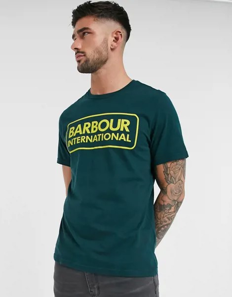 Зеленая футболка с большим логотипом Barbour International-Зеленый
