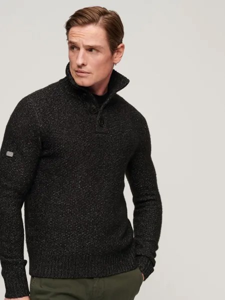 Джемпер с высоким воротником на массивных пуговицах Superdry, черный