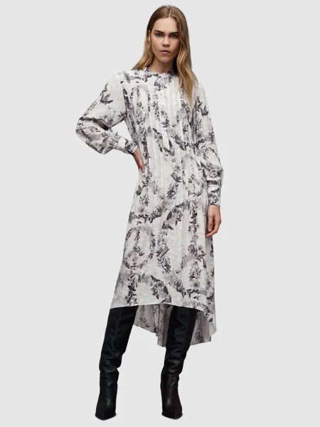 Платье миди AllSaints Ella Audrey, белый/черный