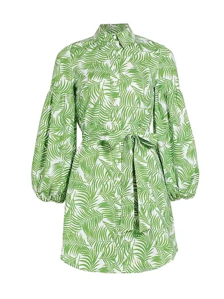 Платье-рубашка из хлопковой смеси Palm Leaf Carolina Herrera, мультиколор