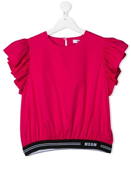 MSGM Kids футболка с оборками на рукавах