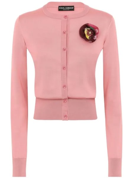 Dolce & Gabbana кардиган с цветочной аппликацией, розовый