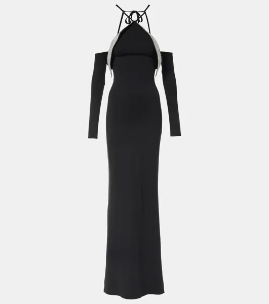 Платье, украшенное кристаллами David Koma, цвет black/silver