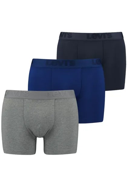 Боксеры Levi's (3 шт. в упаковке) с широким поясом с логотипом, цвет Grey Blue Combo
