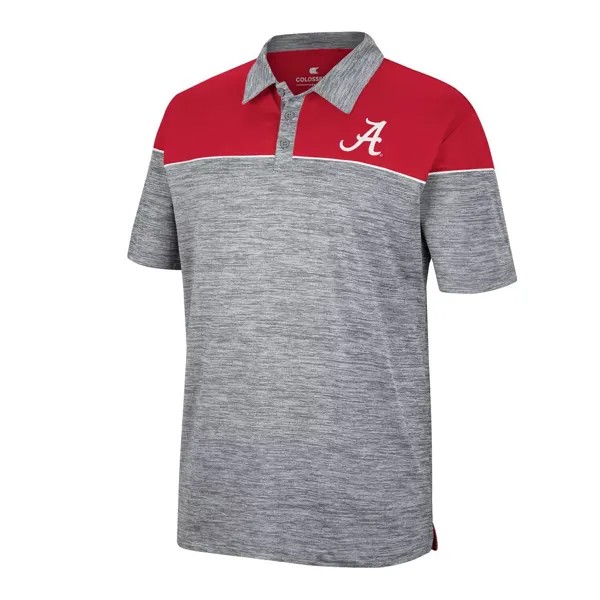 Мужская футболка-поло цвета меланжевого серого/малинового цвета Alabama Crimson Tide Birdie Colosseum