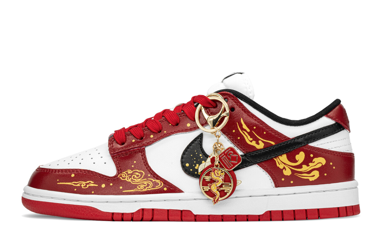 Кроссовки Nike Dunk Skateboarding Shoes Unisex Low-top Red/Gold, золотой