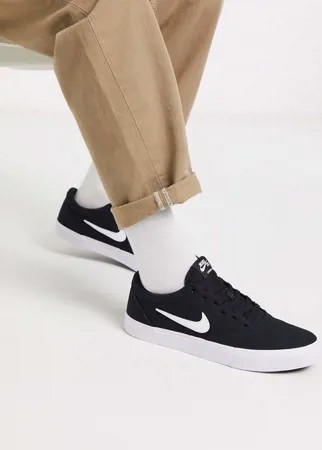 Черные кроссовки с белыми вставками Nike SB Charge-Черный