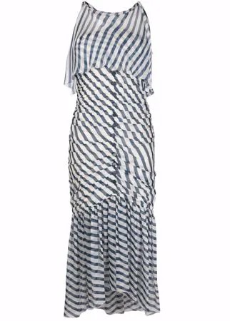 Chanel Pre-Owned полосатое платье миди 2008-го года со сборками