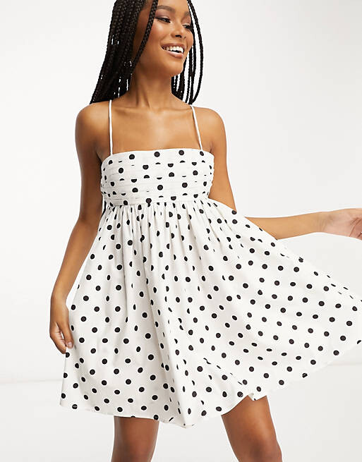 Хлопковый мини-сарафан в стиле бэби-долл со складками и грудью ASOS DESIGN