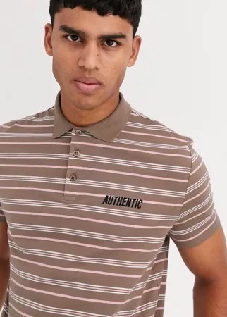Свободное поло в полоску с принтом на груди ASOS DESIGN-Мульти
