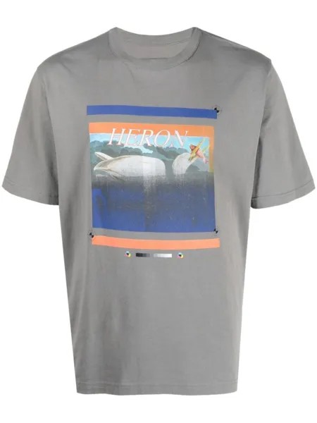 Heron Preston футболка с графичным принтом, серый