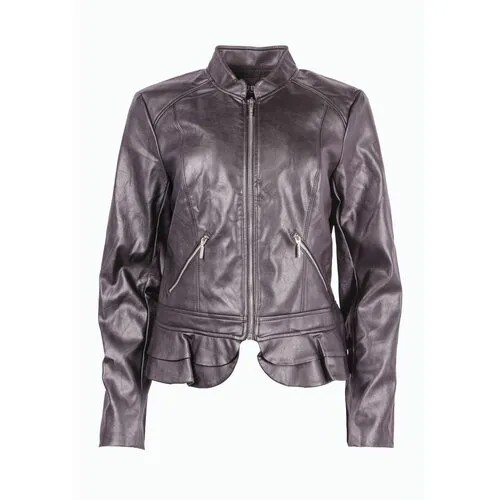 Кожаная куртка  GUESS демисезонная, средней длины, размер 48/L, черный
