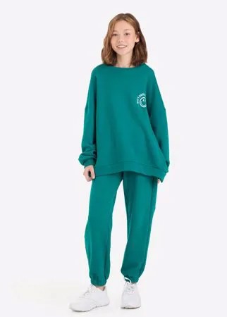 Изумрудные спортивные брюки Jogger с принтом для девочки Gloria Jeans