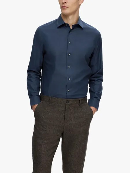 Рубашка приталенного кроя с длинным рукавом SELECTED HOMME, темно-синий