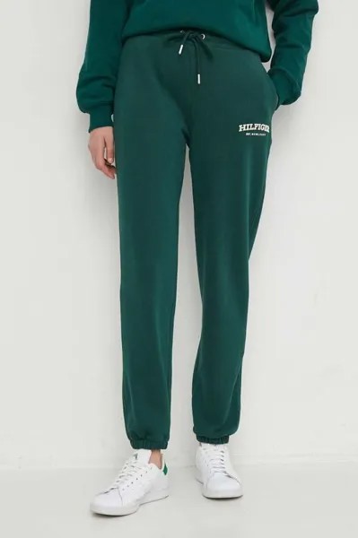 Хлопковые спортивные штаны Tommy Hilfiger, зеленый