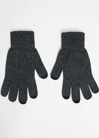 Темно-серые перчатки со вставками для работы c сенсорным экраном ASOS DESIGN-Серый