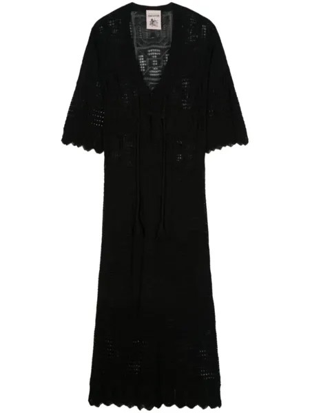 Хлопковое платье макси крючком Semicouture, черный