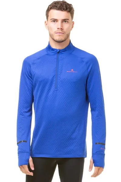 Синяя мужская футболка для бега Tech Prism с молнией 1/2 10/11 Ronhill, синий