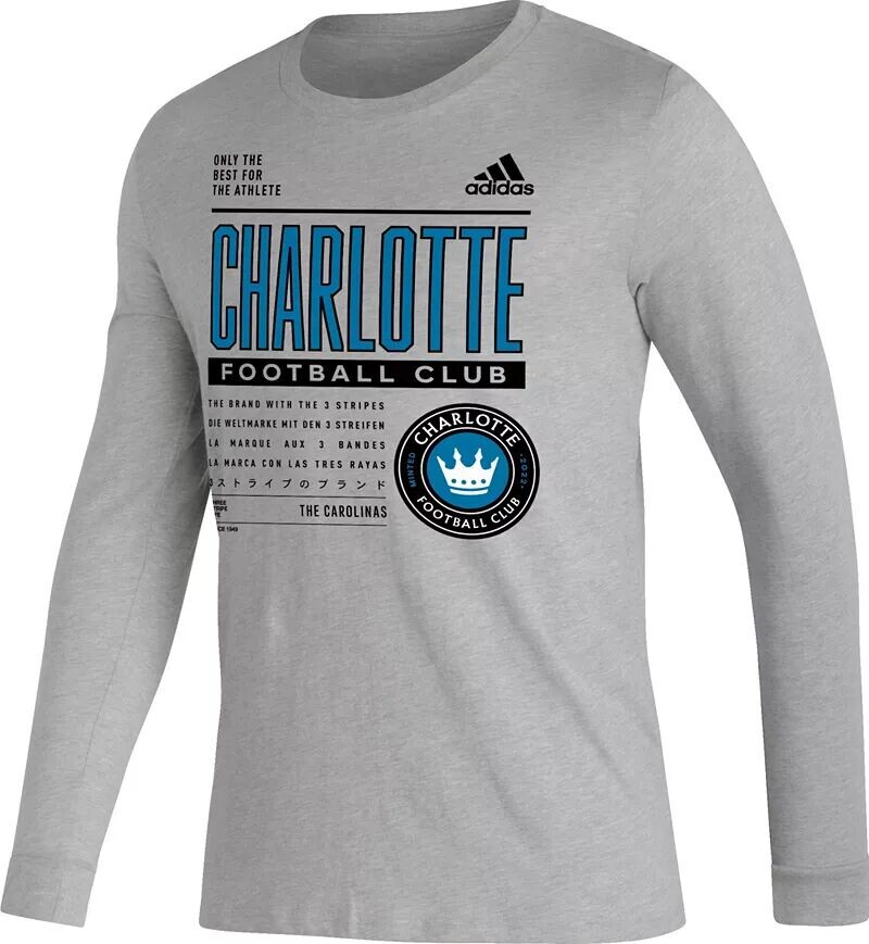 Серая рубашка с длинным рукавом Adidas Charlotte FC DNA