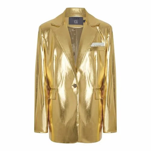 Пиджак LCKN, средней длины, силуэт прямой, размер S/M, золотой