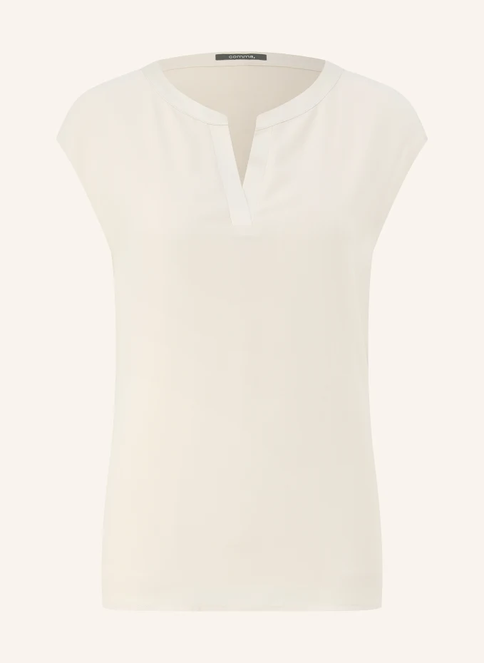 Блузка-рубашка из микса материалов Comma, бежевый
