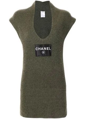 Chanel Pre-Owned кашемировое платье 2008-го года с нашивкой-логотипом