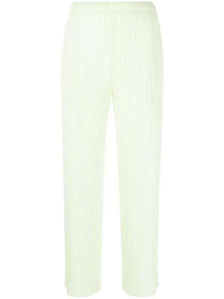Pleats Please Issey Miyake укороченные плиссированные брюки, зеленый