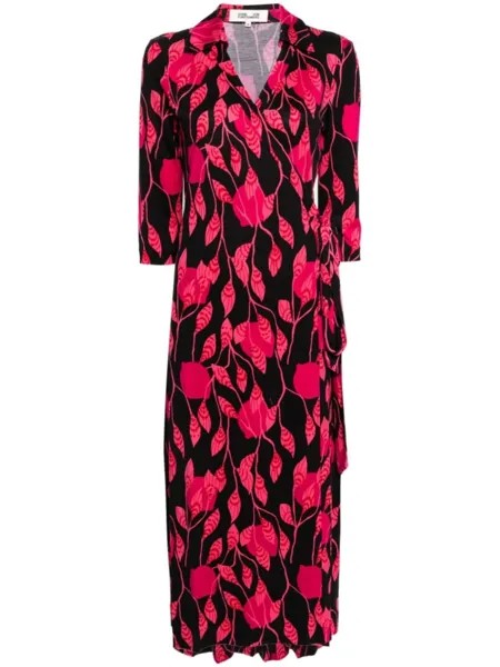 Diane Von Furstenberg шелковое платье Abigail с цветочным принтом, черный