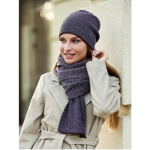Комплект FOMAS, демисезон/зима, шерсть, 2 предмета, размер 56-58, серый, фиолетовый