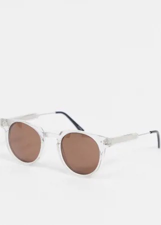 Круглые солнцезащитные очки унисекс с коричневыми стеклами в прозрачной оправе Spitfire Teddy Boy-Очистить