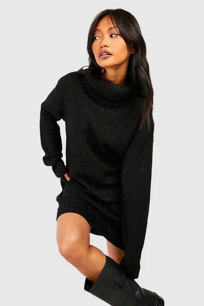 Платье-джемпер Fisherman с высоким воротником и высоким воротником boohoo, черный