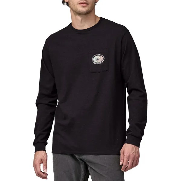 Футболка Patagonia Long-Sleeve Snowstitcher Pocket Responsibili, цвет Ink Black