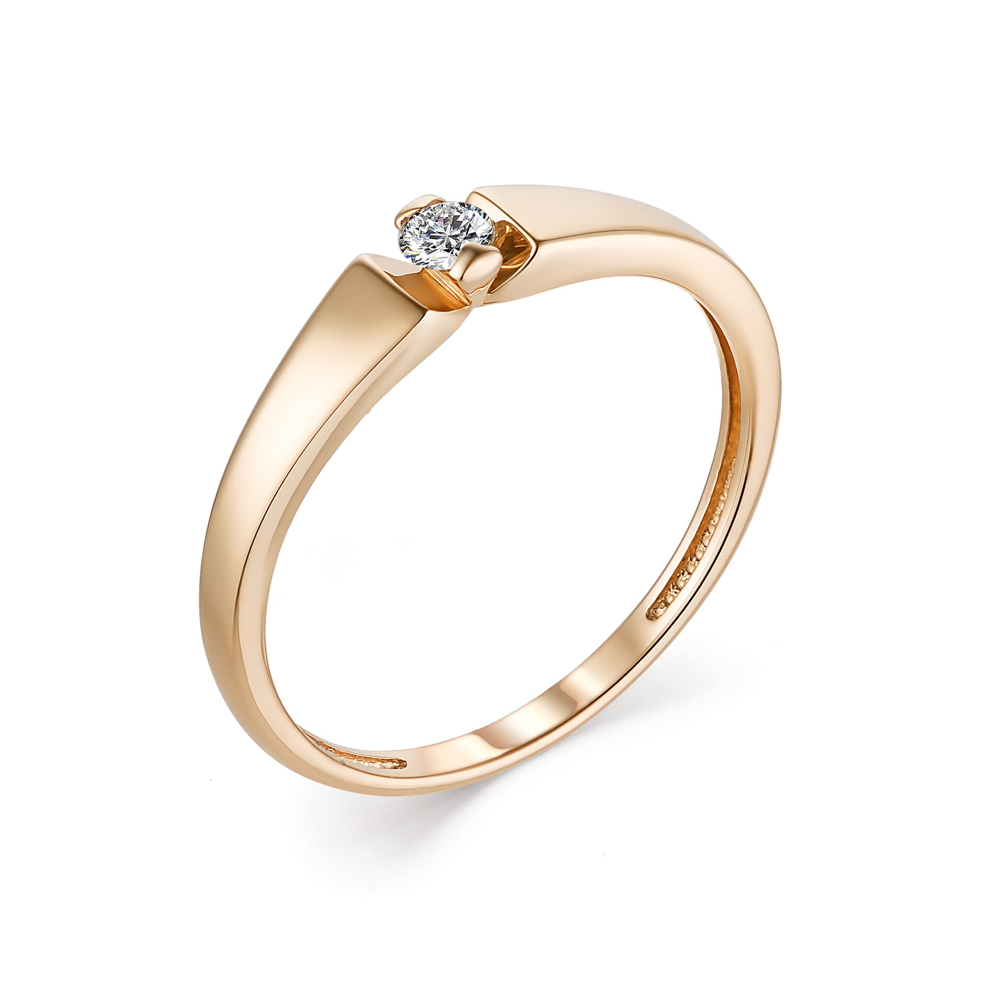 Кольцо женское АЛЬКОР 13225-100 из золота, бриллиант, р. 17