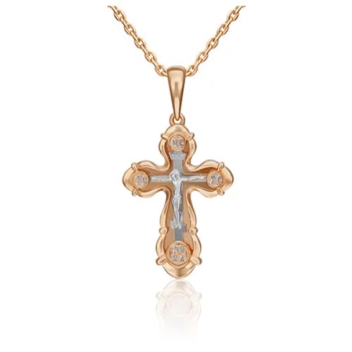 PLATINA jewelry Крестик из комбинированного золота без камней 03-3157-00-000-1111-42