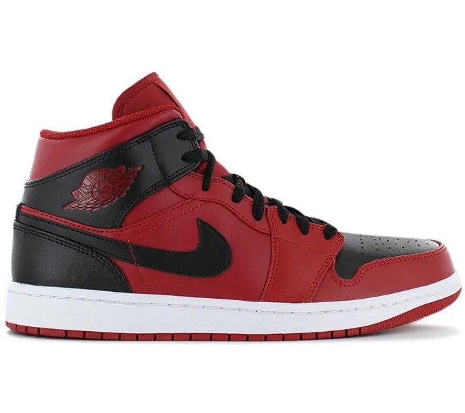 Jordan 1 Mid - Reverse Bred - Мужская обувь Leather Red-Black 554724-660 Кроссовки Спортивная обувь ORIGINAL