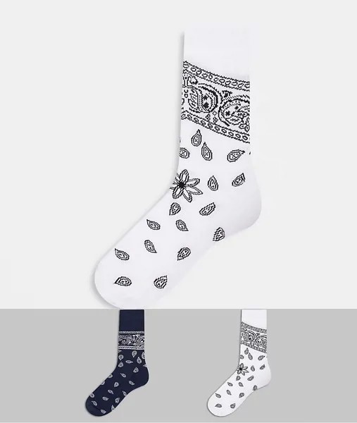 Набор из 2 пар спортивных носков в стиле банданы ASOS DESIGN-Многоцветный