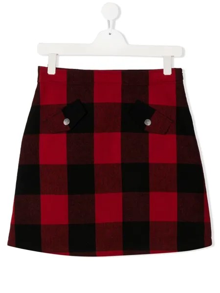 Moschino Kids клетчатая юбка с вышивкой
