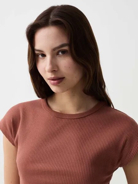 Футболка Essential в рубчик с рукавами-кимоно Ovs, цвет tobacco brown
