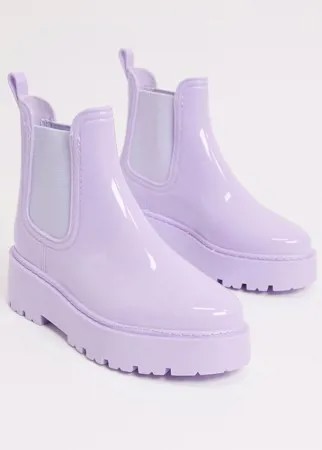 Лавандовые непромокаемые ботинки челси на массивной подошве ASOS DESIGN-Фиолетовый
